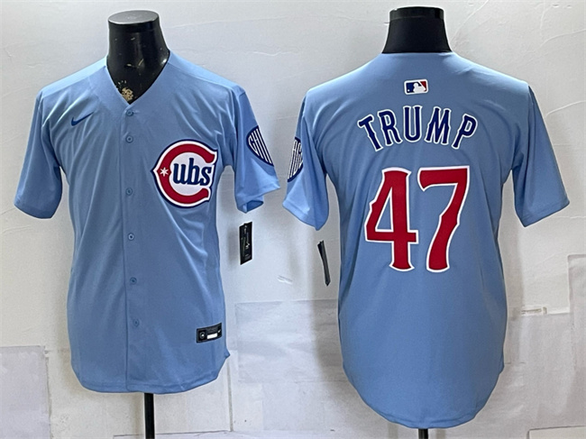 Men's Chicago Cubs #47 Trump Blue 2026 2nd Alternate Limited Stitched Baseball Jersey Men's Chicago Cubs #47 Trump Blue 2026 2nd Alternate Limited Stitched Baseball Jersey